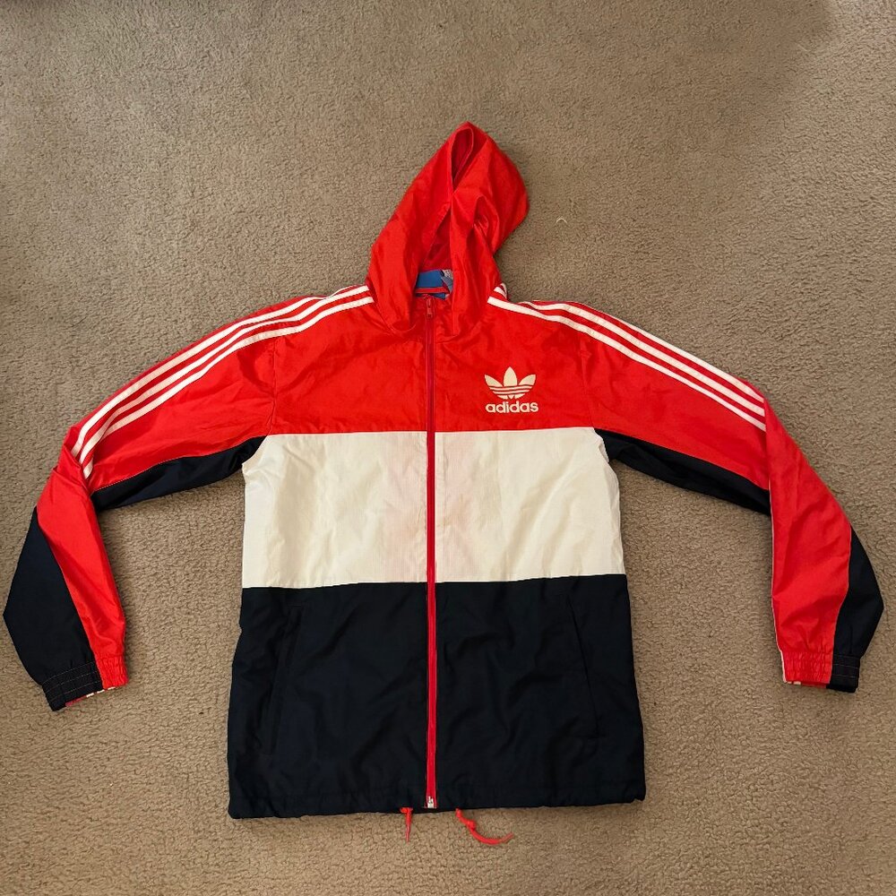 Adidas Windbreaker Red White and Blue Medium